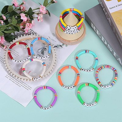 12Pcs 12 Style Polymer Clay Disc Heishi Surfer Stretch Bracelets Set BJEW-SW00117-1
