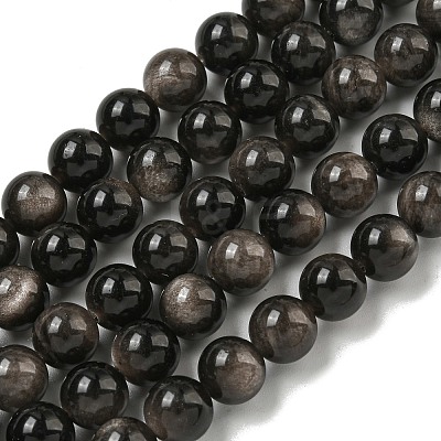 Natural Silver Obsidian Beads Strands G-S150-20A-10MM-1