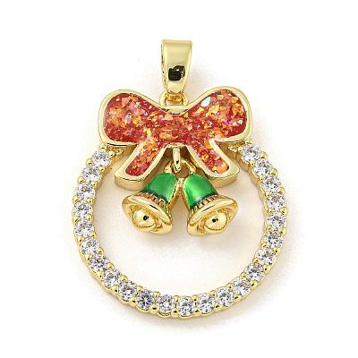 Christmas Brass Micro Pave Cubic Zirconia Pendants KK-H468-01A-02G-1