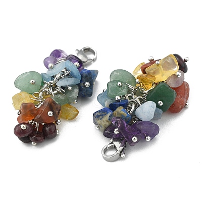 Natural Chip Gemstone Pendant Decorations HJEW-JM00213-1