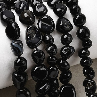 Natural Black Onyx Beads Strands G-P601-A16-02-1
