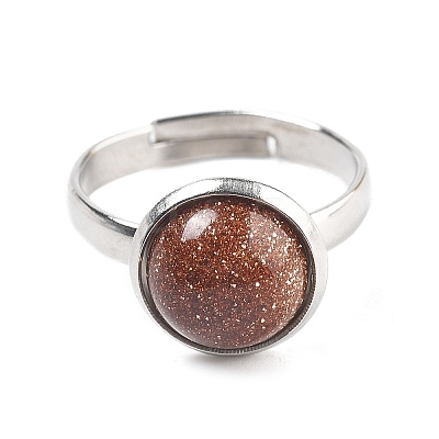 Half Round Synthetic Goldstone Finger Rings RJEW-M062-01P-27-1