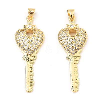 Rack Plating Brass Micro Pave Clear Cubic Zirconia Pendants KK-M253-08G-1