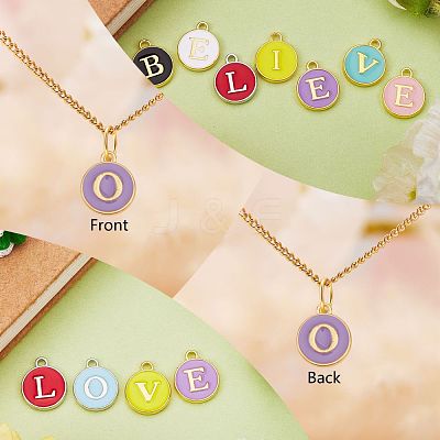 120Pcs 12 Colors Golden Plated Alloy Charms ENAM-SZ0001-64O-1