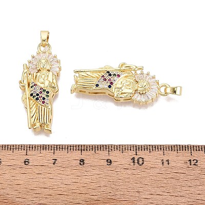Religion Brass Micro Pave Clear Cubic Zirconia Pendants KK-N287-46G-G-02-1