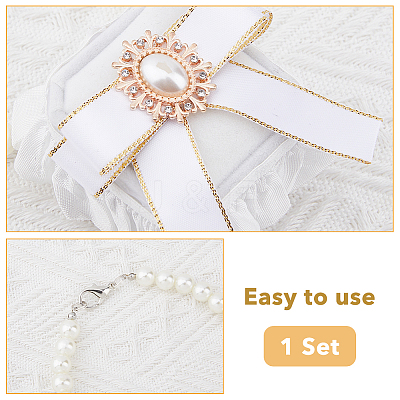 Velvet Rhinestones Detachable Pet Wedding Couple Ring Bearer Box RDIS-WH0019-08B-1
