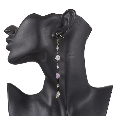 Handmade Natural Amethyst Beaded Chains Earring & Necklaces Sets SJEW-JS01342-02-1