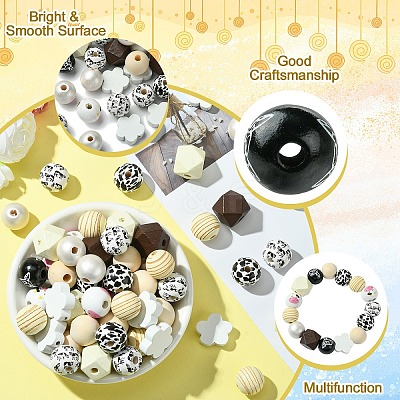 DIY Animal Cattle Theme Wooden Beaded Keychain Making Kits DIY-YW0008-69A-1