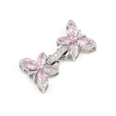 Brass Micro Pave Cubic Zirconia Fold Over Clasps KK-C075-42P-1