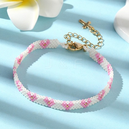 Glass Seed Beaded Bracelets for Women BJEW-MZ00214-01-1