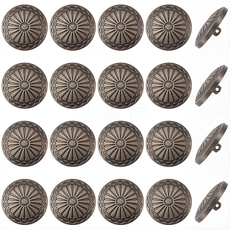 20Pcs 1-Hole Alloy Shank Buttons BUTT-GF0004-10B-1