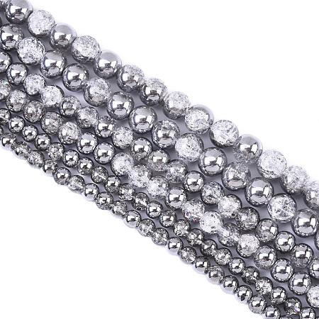 3 Strands 3 Styles Electroplated Crackle Glass Beads Strands EGLA-YW0005-12B-1