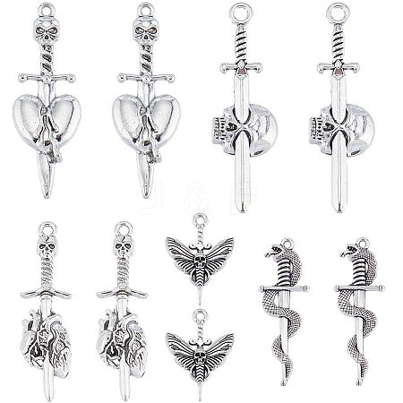 SUNNYCLUE 40Pcs 5 Style Tibetan Style Alloy Pendants FIND-SC0007-23-1