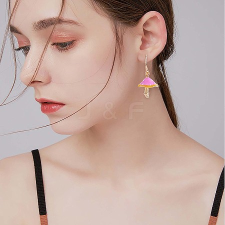 Enamel Mushroom Dangle Stud Earrings JE987D-1