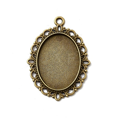 Oval Antique Bronze Color Zinc Alloy Pendant Settings for Cabochon & Rhinestone X-PALLOY-A15257-AB-LF-1