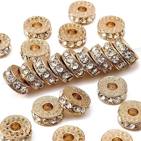 Rack Plating Flat Round Alloy Rhinestone Beads LS-RB-D293-02LG-1