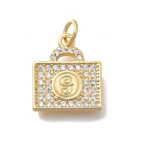 Brass Micro Pave Cubic Zirconia Charms KK-D431-058G-02-1