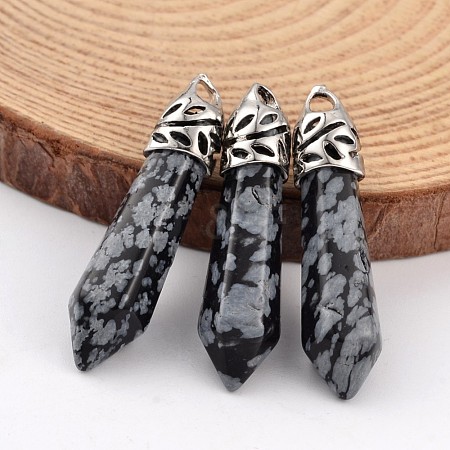 Bullet Natural Snowflake Obsidian Pendants G-E332-C02-1