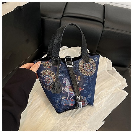 DIY Chinese Print PU Leather Handbag Making Kits FB-CBA9065-04-1