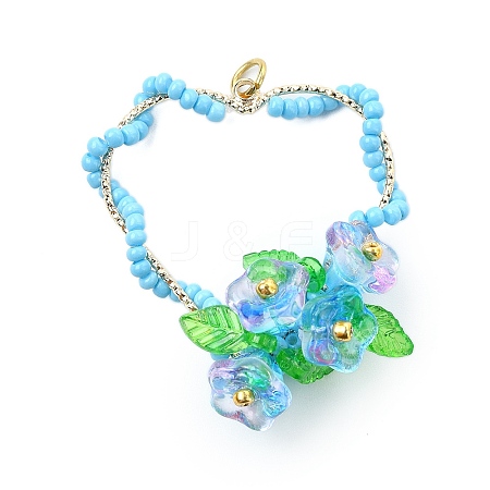 Glass Seed Beaded Heart Pendants PALLOY-MZ00463-01-1