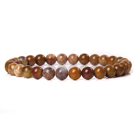 Natural Crazy Agate Round Beaded Stretch Bracelet SF8562-30-1