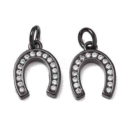 CZ Brass Micro Pave Cubic Zirconia Horse Shoe Charms ZIRC-L018-13B-1