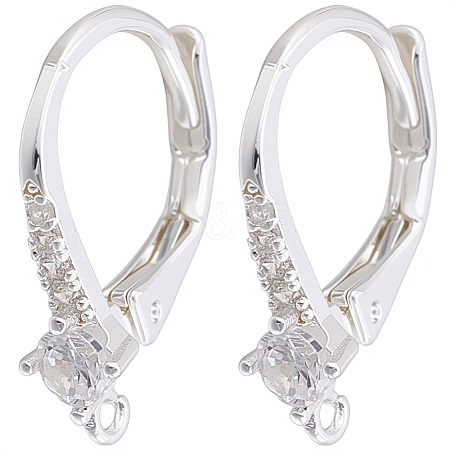 10Pcs Brass Cubic Zirconia Leverback Earring Findings KK-BBC0024-29-1