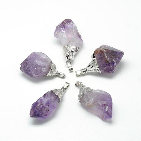 Natural Amethyst Pendants G-Q493-02P-1