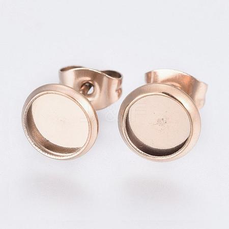 Ion Plating(IP) 304 Stainless Steel Stud Earrings Findings STAS-E117-10RG-1