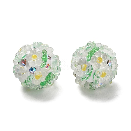 Polymer Clay Rhinestone Beads with Resin RESI-Z045-06-1