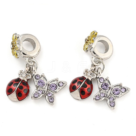 Rack Plating Alloy Enamel Ladybird European Dangle Charms FIND-B034-03P-02-1