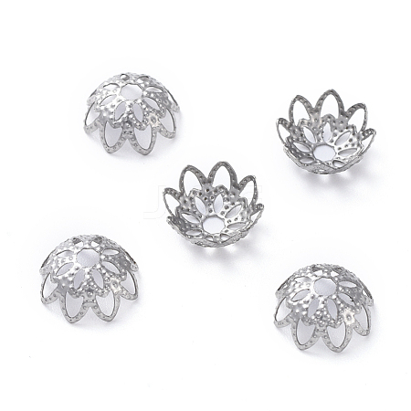 Non-Tarnish Multi-Petal 304 Stainless Steel Fancy Bead Caps STAS-E466-25P-1