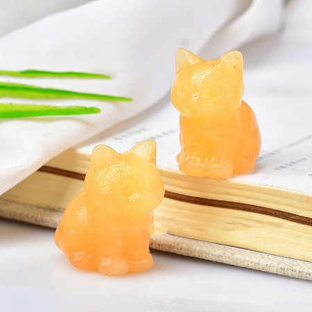 Natural Calcite Carved Healing Cat Figurines PW-WG98432-02-1