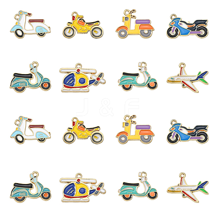 24Pcs 8 Styles Vehicle Theme Alloy Enamel Pendants ENAM-CJ0003-11-1