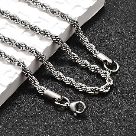 Non-Tarnish 304 Stainless Steel Rope Chain Necklaces NJEW-F226-03P-06-1