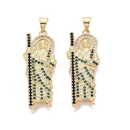 Religion Brass Micro Pave Clear Cubic Zirconia Pendants KK-N287-46H-G-1