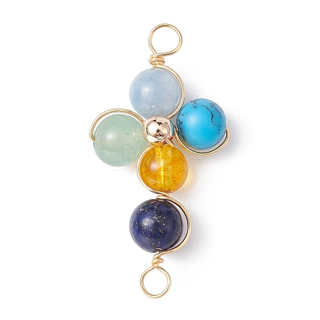 Mixed Gemstone Connector Charms PALLOY-JF02224-02-1