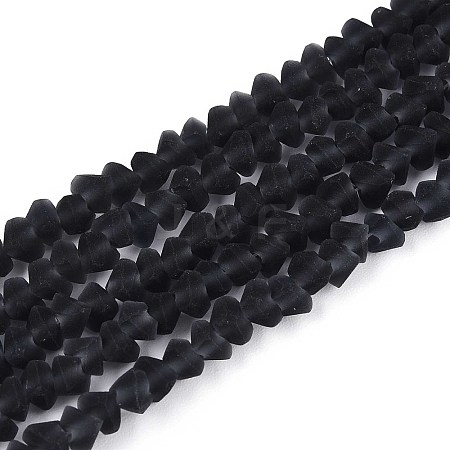 Frosted Transparent Glass Beads Strands GLAA-N016-4mm-30-1