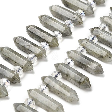 Natural Labradorite Double Terminated Point Beads Strands G-H069-A04-01-1