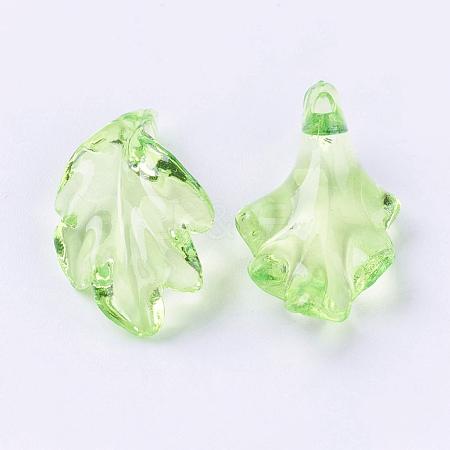 Light Green Transparent Acrylic Leaf Pendants for Chunky Necklace Jewelry X-TACR-470-31-1