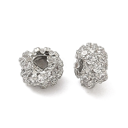 Brass Clear Cubic Zirconia Beads KK-D228-15P-1