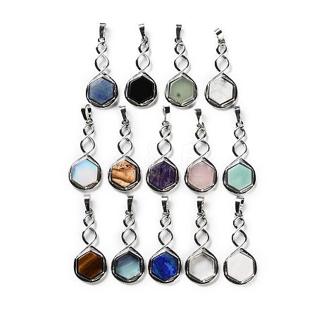 Gemstone/White Shell Pendants G-F777-05P-1