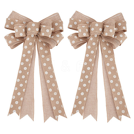 Polka Dot Pattern Linen Bowknot Ornament DIY-WH0248-343-1