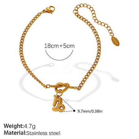 304 Stainless Steel Twelve Constellation Knot Charm Bracelets for Unisex WG096DB-12-1