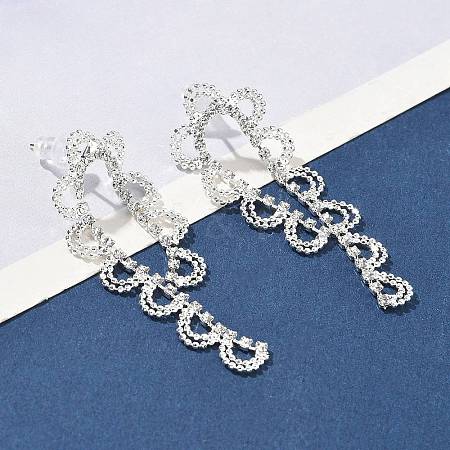 Brass Rhinestones Stud Earrings AJEW-D307-01P-1