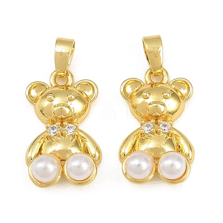 Brass Micro Pave Clear Cubic Zirconia Pendants CU-CBAA571-19G-1