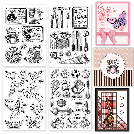 CRASPIRE 4 Sheets 4 Styles PVC Plastic Stamps DIY-CP0007-06D-1