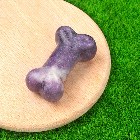 Natural Lepidolite Carved Healing Bone Figurines PW-WG39010-02-1