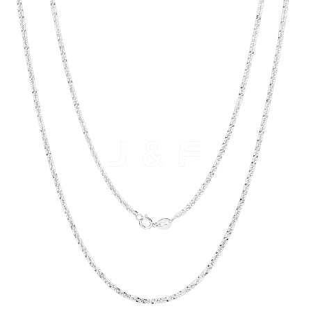 Anti-Tarnish Rhodium Plated 925 Sterling Silver Thin Dainty Link Chain Necklace for Women Men JN1096B-02-1