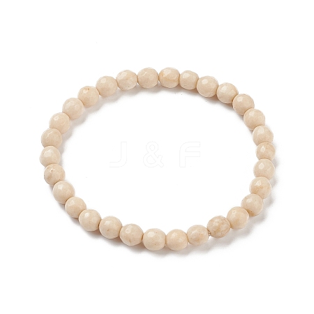 Natural Fossil Bead Stretch Bracelets BJEW-K212-A-015-1